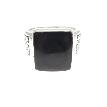 PHLD PlayHardLookDope 925 Sterling Silver Real Black Obsidian Ring Size 11.75