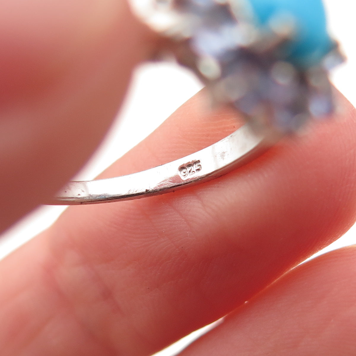 Chuck Clemency 925 Sterling Real Sleeping Beauty Turquoise Tanzanite Ring Size 8