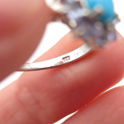 Chuck Clemency 925 Sterling Real Sleeping Beauty Turquoise Tanzanite Ring Size 8