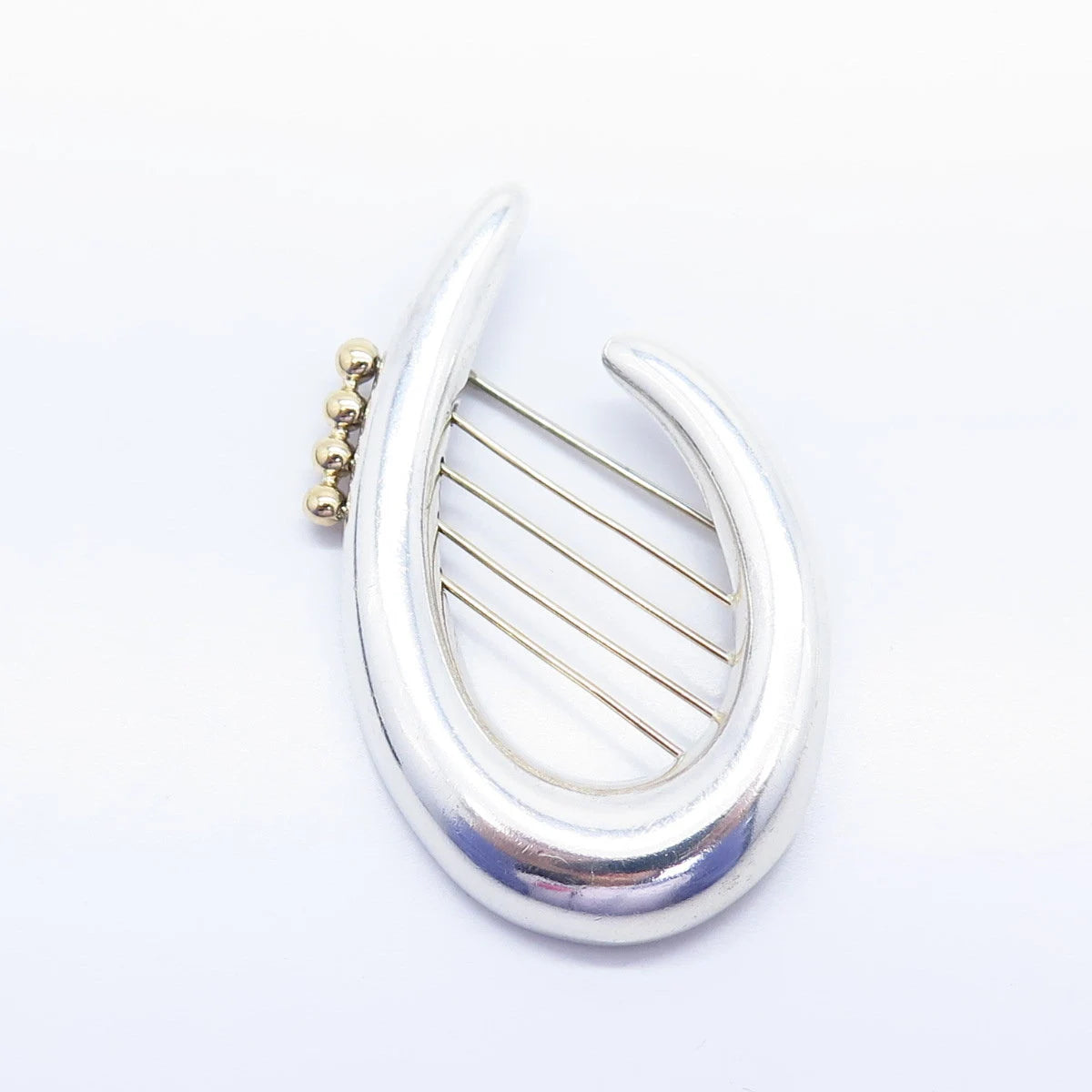 925 Sterling Silver / 14K Gold Vintage Modernist Pin Brooch