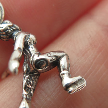 SHUBE 925 Sterling Silver Vintage Figure Skater Oxidized Minimalist Pendant