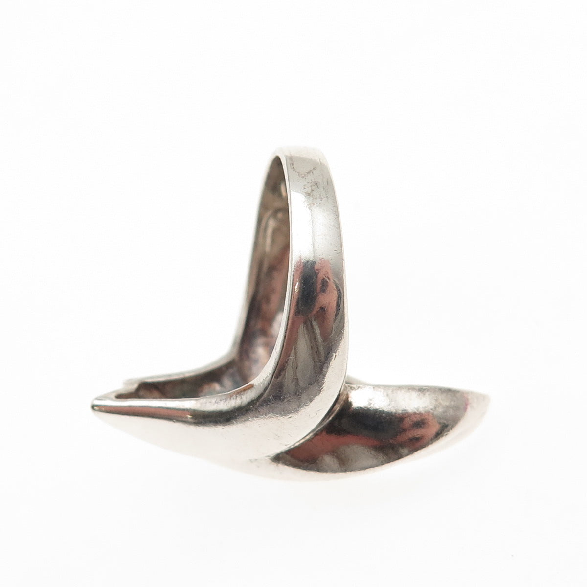 925 Sterling Silver Vintage Modernist Bypass Ring Size 4.75