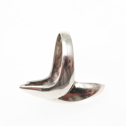 925 Sterling Silver Vintage Modernist Bypass Ring Size 4.75