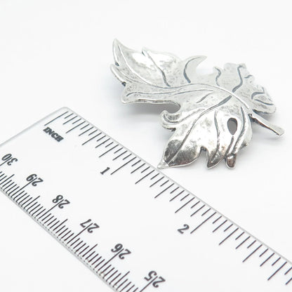 925 Sterling Silver Vintage Brookraft Grape Leaf Pin Brooch