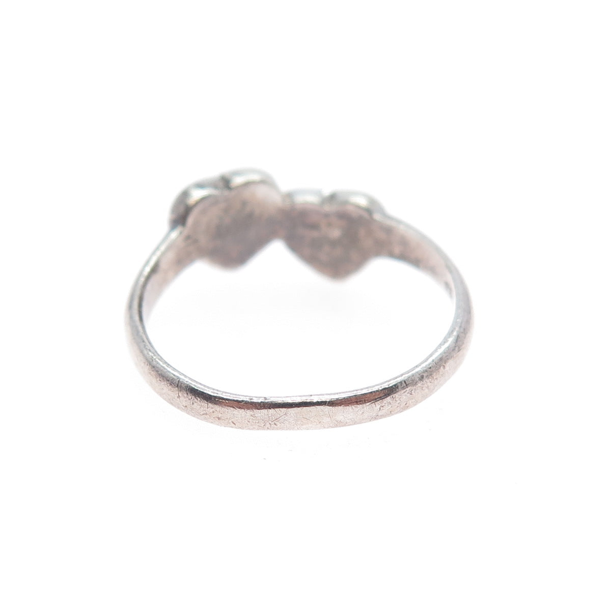 925 Sterling Silver Vintage Real MOP Couple Heart Ring Size 7.25