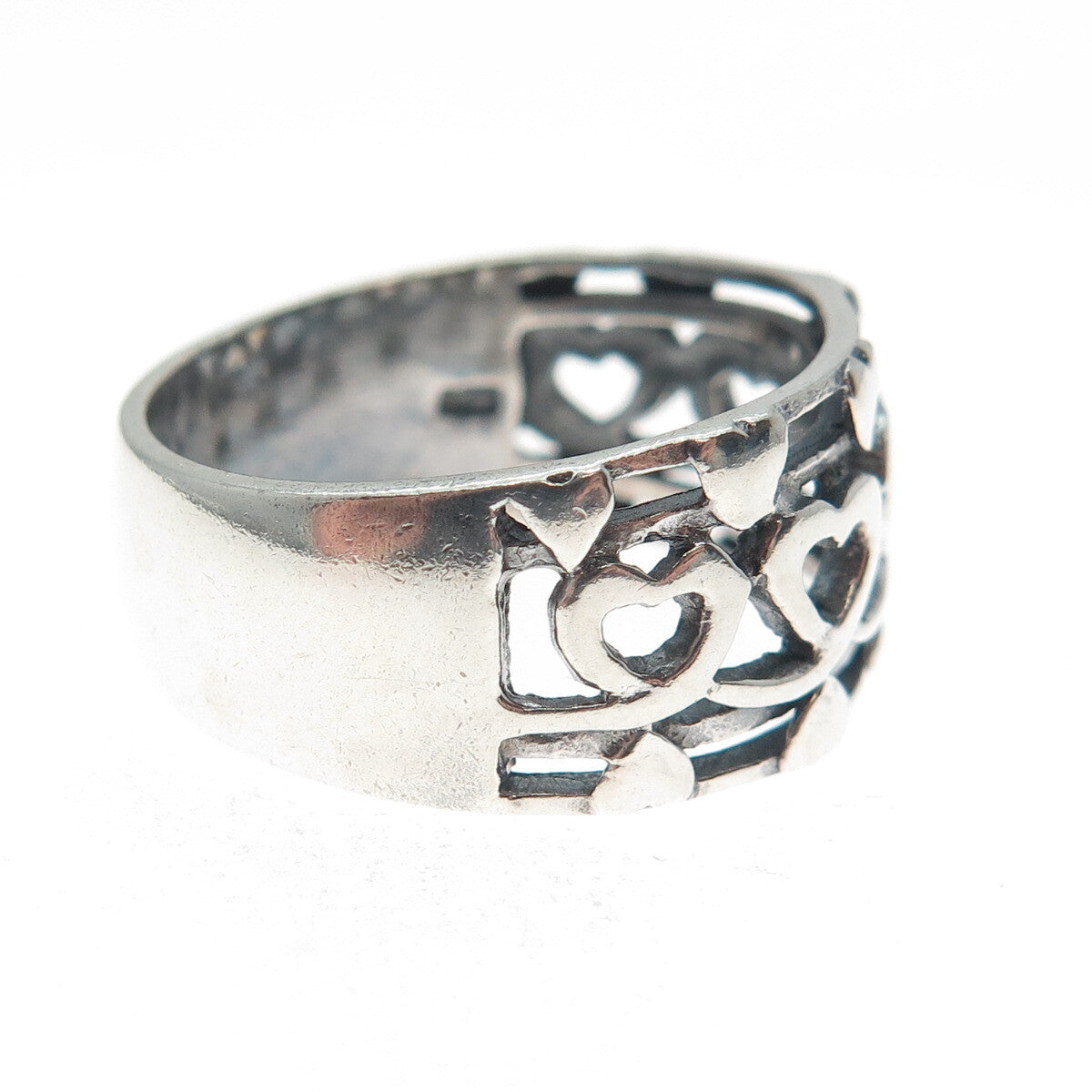 CHAPAL ZENRAY 925 Sterling Silver Vintage Heart Oxidized Ring Size 9.25