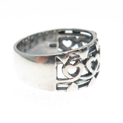 CHAPAL ZENRAY 925 Sterling Silver Vintage Heart Oxidized Ring Size 9.25