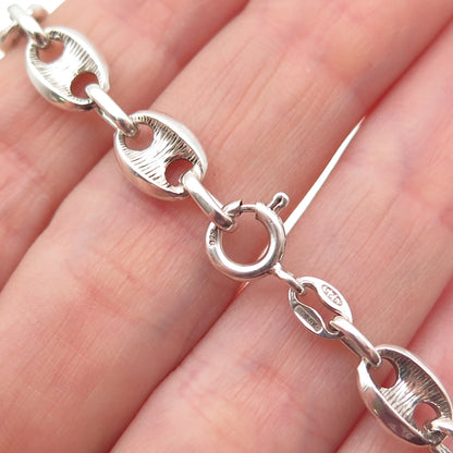 925 Sterling Silver Vintage Italy Anchor Mariner Link Bracelet 7.25"