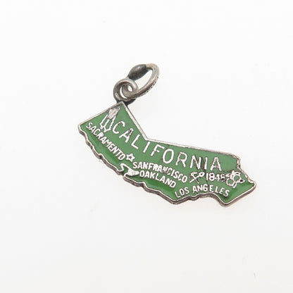 FRENCH & FRANKLIN 925 Sterling Silver Vintage Enamel California Mini Pendant