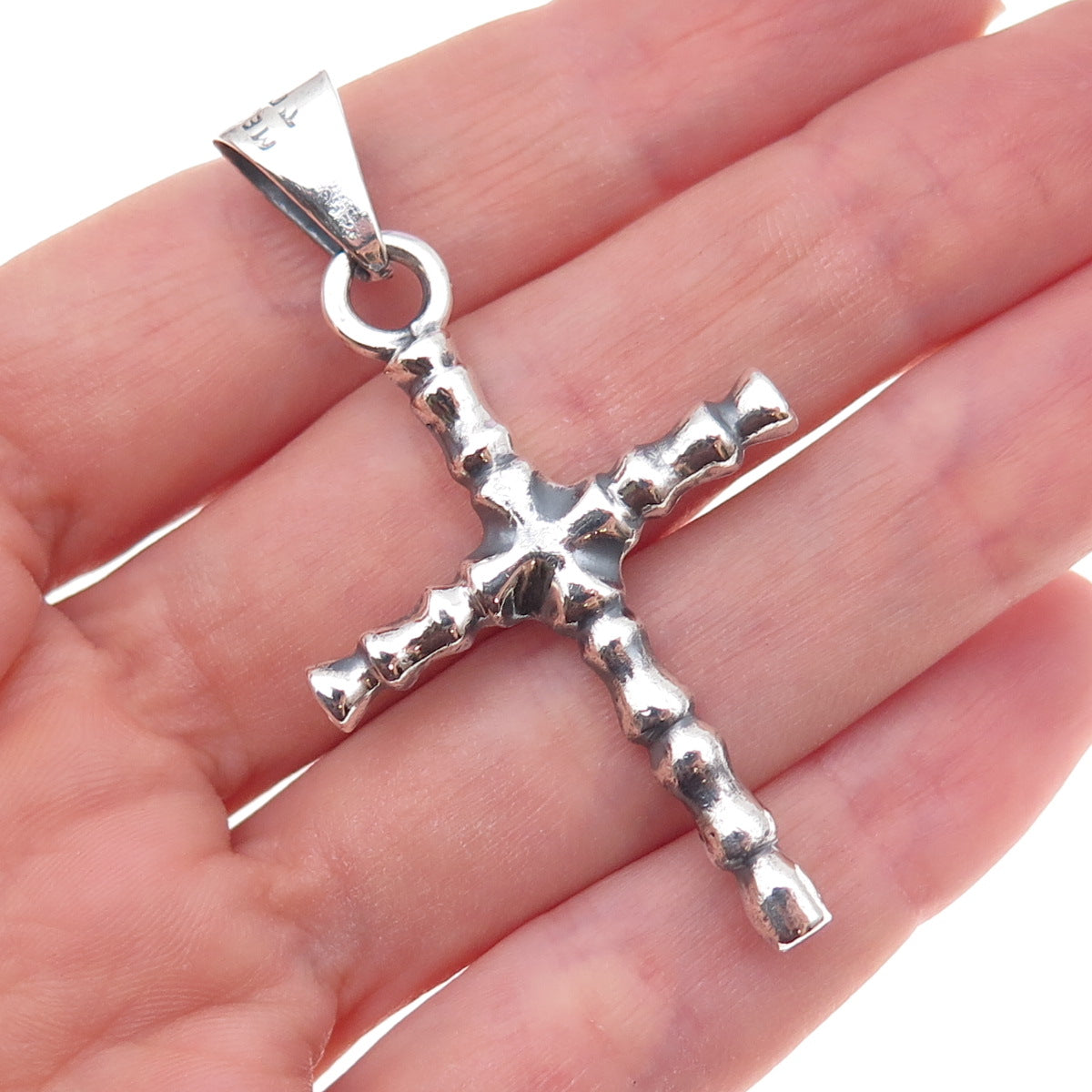 925 Sterling Silver Vintage Mexico Cross Oxidized Pendant