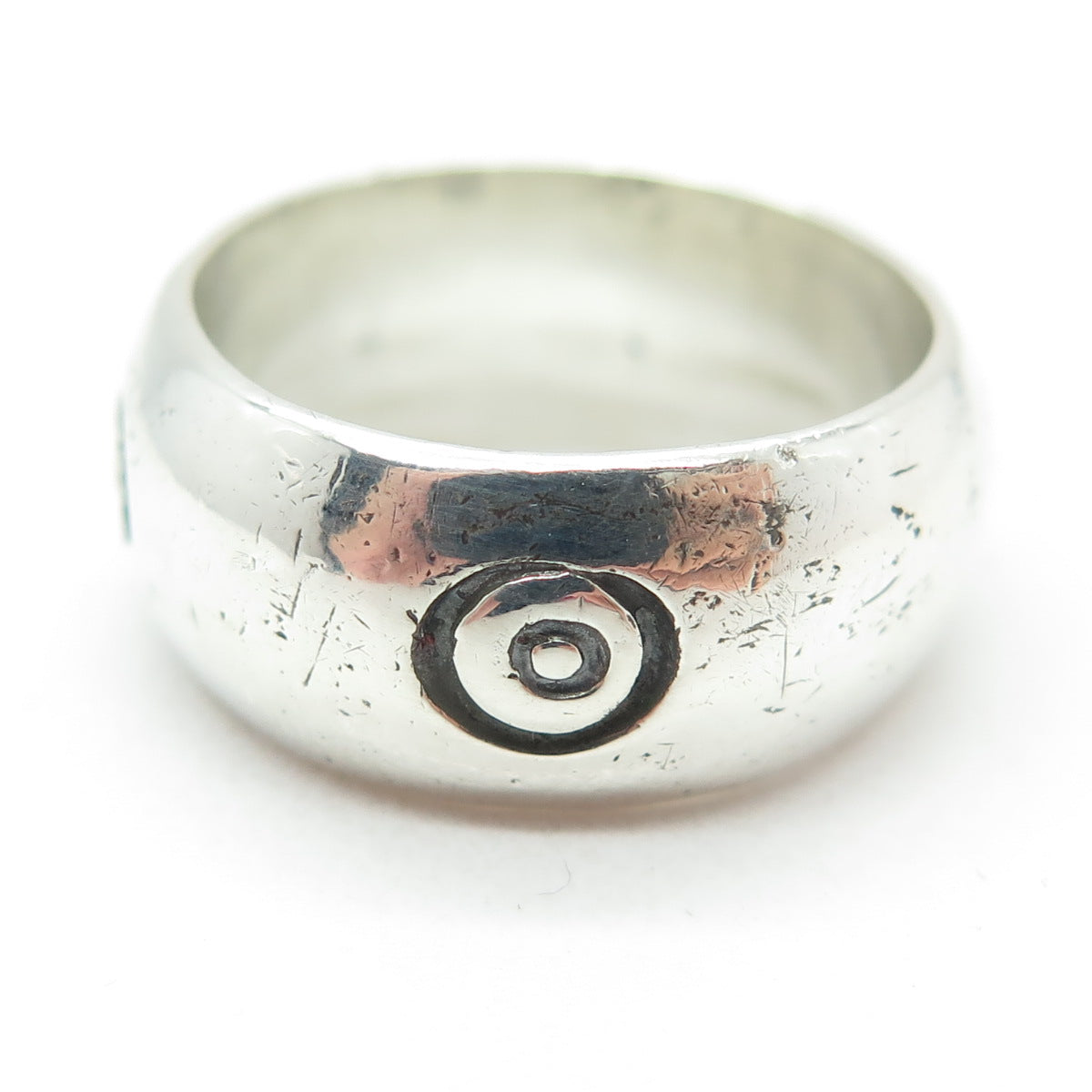 925 Sterling Silver Vintage Eye Symbol All Around Band Ring Size 7.75