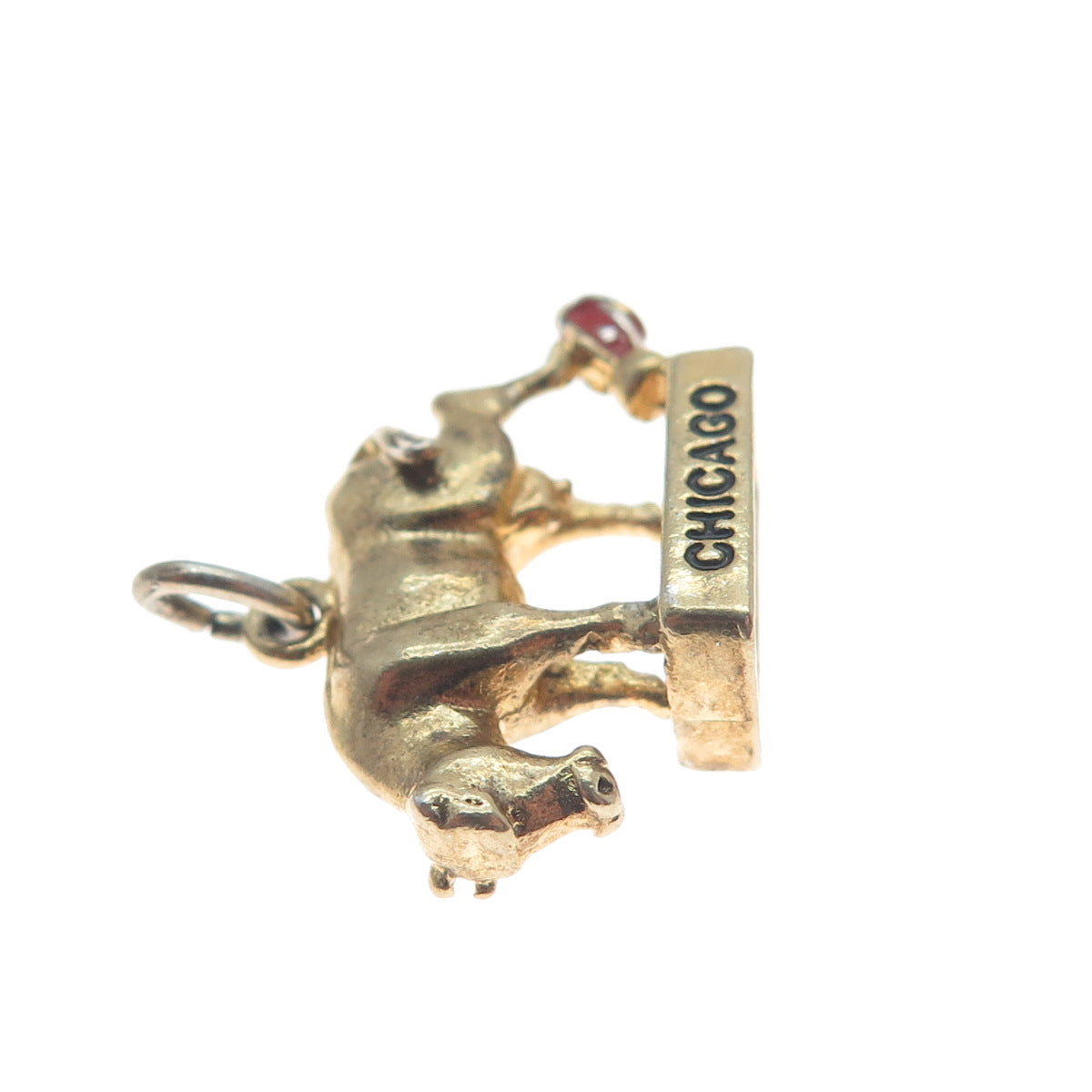 WELLS Sterling Gold Plated Vintage Enamel Oct. 8 1871 Great Chicago Fire Pendant