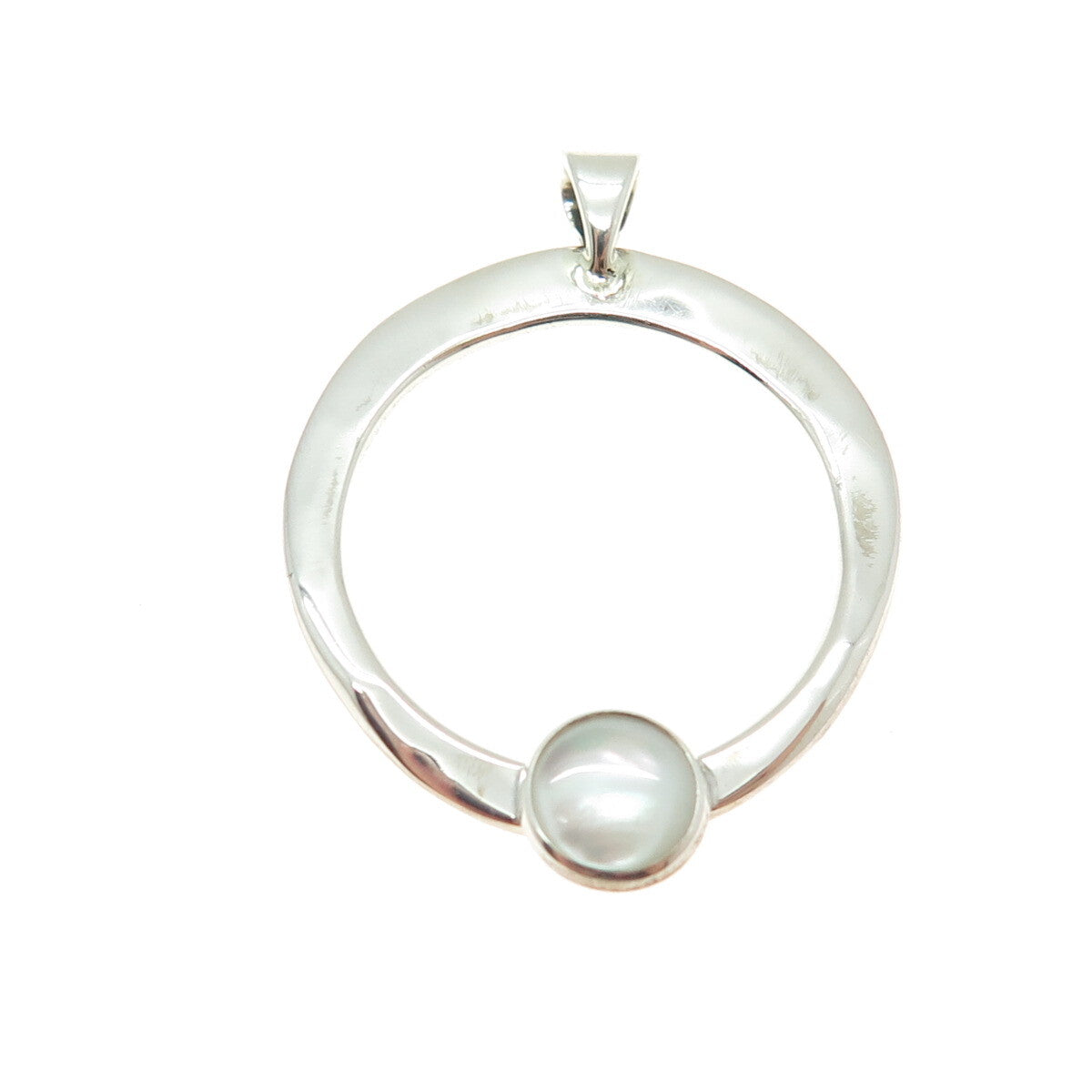 TIMOTHY SHEA 925 Sterling Silver Vintage Mother-of-Pearl Door Knocker Pendant