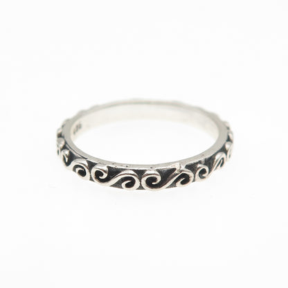 925 Sterling Silver Vintage Swirl Stackable Oxidized Band Ring Size 5.5