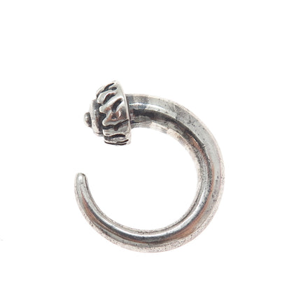 925 Sterling Silver Vintage Horn Amulet Tunnel Single Earring