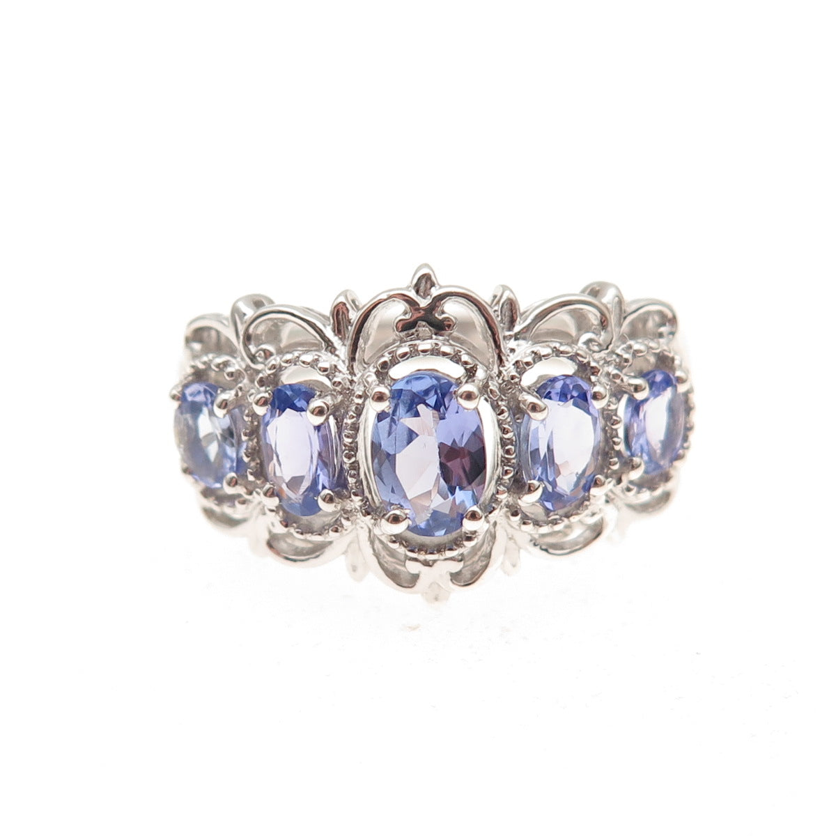 Chuck Clemency 925 Sterling Silver Real Oval-Cut Tanzanite Ring Size 8