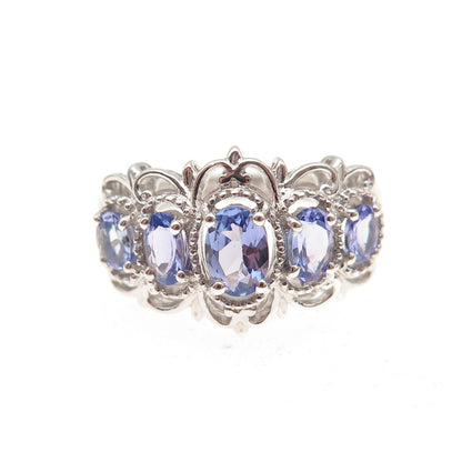 Chuck Clemency 925 Sterling Silver Real Oval-Cut Tanzanite Ring Size 8