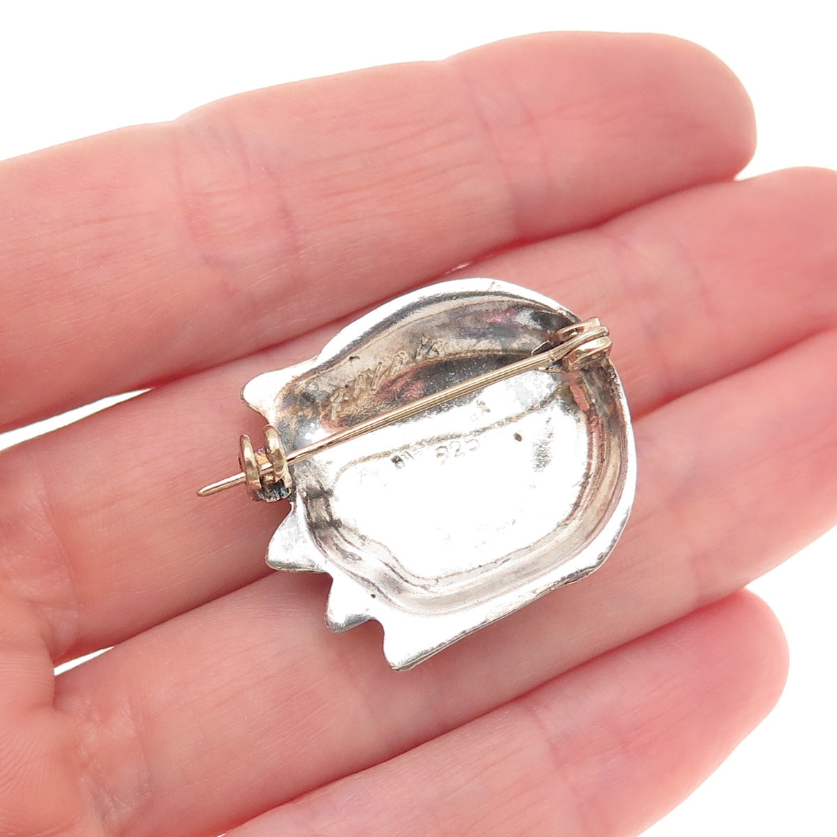 Sergio Bustamante Sterling 2-Tone Vintage Moon & Sun Brooch (missing lock hook)