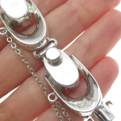 925 Sterling Silver Vintage Mexico Modernist Link Bracelet 7"