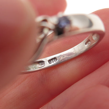 Chuck Clemency 925 Sterling Silver Real Tanzanite Heart Knot Ring Size 8.25