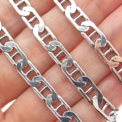 925 Sterling Silver Vintage Italy Anchor Mariner Chain Necklace 20"