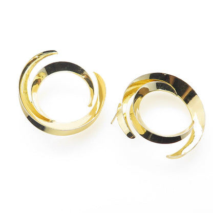 SUZANNE SYZ 925 Sterling Silver Gold Plated Crescent Modernist Earrings