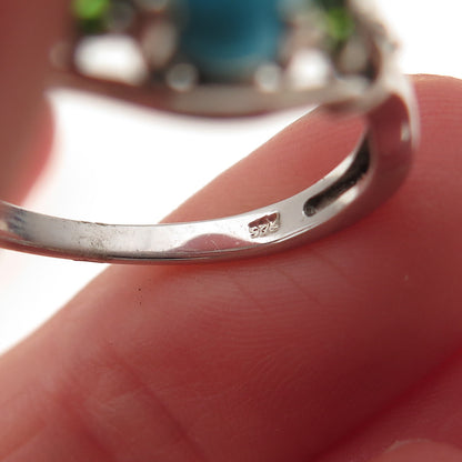 Chuck Clemency 925 Sterling Real Sleeping Beauty Turquoise & Peridot Ring Size 8
