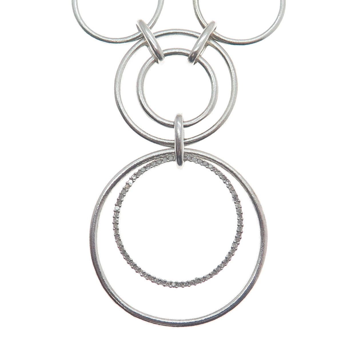 HN HENG NGAI Sterling Silver Real 1/3 CT. T.W. Diamond Circle Chain Necklace 16"