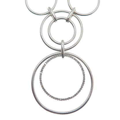 HN HENG NGAI Sterling Silver Real 1/3 CT. T.W. Diamond Circle Chain Necklace 16"