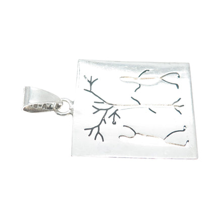 925 Sterling Silver Vintage Mexico Tree of Life Adam & Eve Pendant