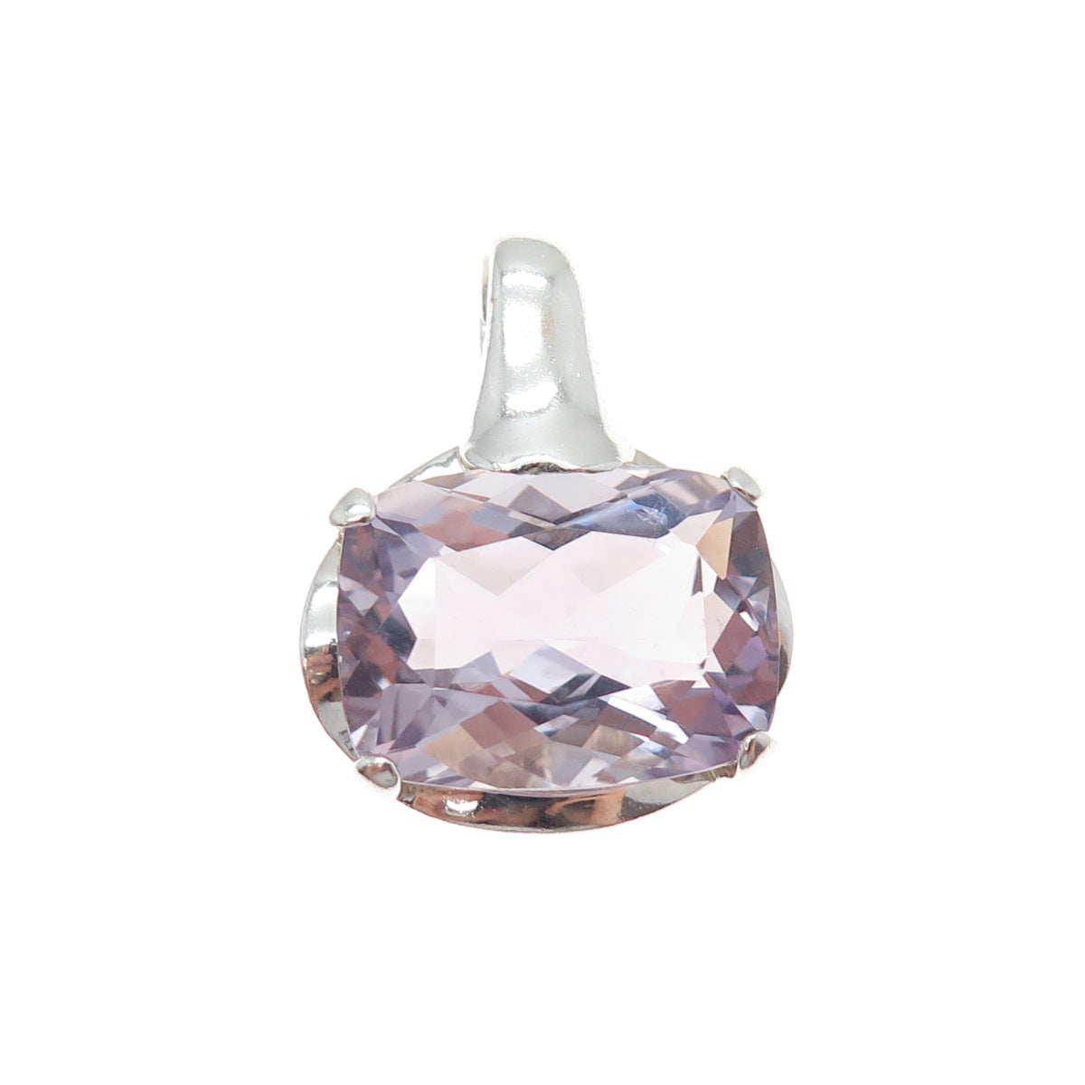 CNA PRANDA 925 Sterling Silver Vintage Real Cushion-Cut Amethyst Charm Pendant