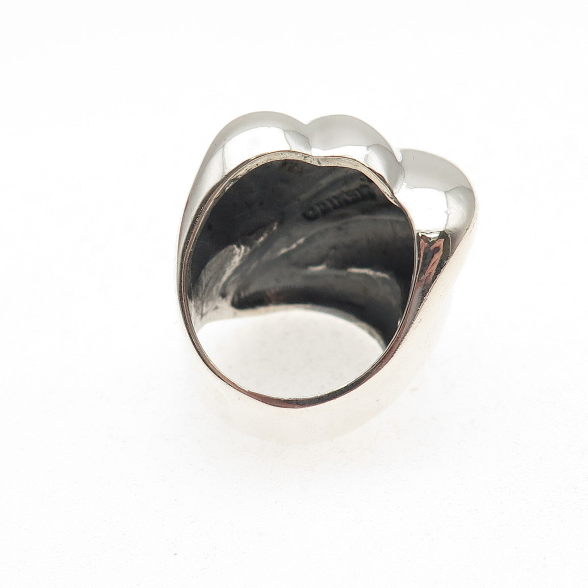 925 Sterling Silver Vintage Mexico Modernist Oxidized Ring Size 7.5