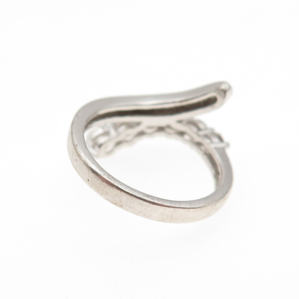 925 Sterling Silver Round-Cut C Z Bypass Ring Size 5