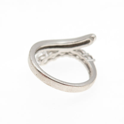 925 Sterling Silver Round-Cut C Z Bypass Ring Size 5