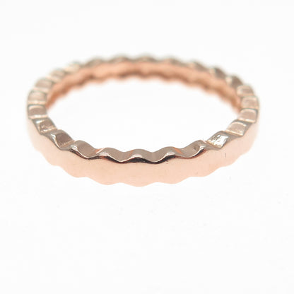 925 Sterling Silver Rose Gold Plated Wavy Band Ring Size 6.75