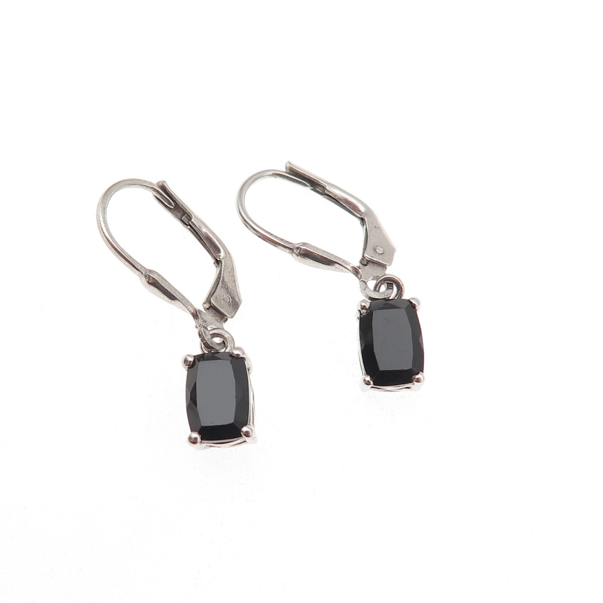 Chuck Clemency 925 Sterling Silver Real Black Onyx Dangle Earrings