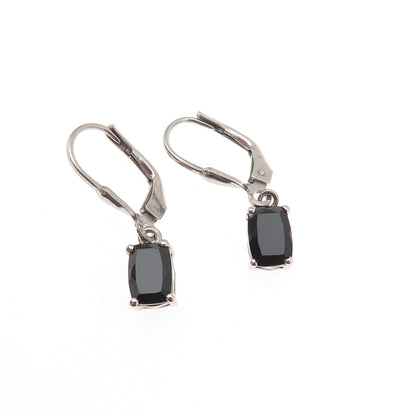 Chuck Clemency 925 Sterling Silver Real Black Onyx Dangle Earrings
