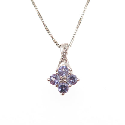 Chuck Clemency 925 Sterling Silver Real Tanzanite & Topaz Box Chain Necklace 18"