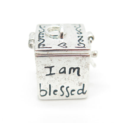 925 Sterling Vintage It's True I'm Blessed To Have You In My Heart Box Pendant