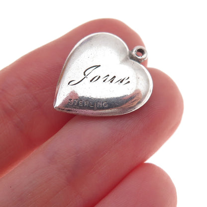 925 Sterling Silver Antique Art Deco Enamel Floral Heart Chatelaine Pendant