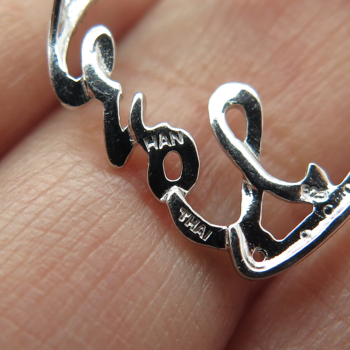 HAN 925 Sterling Silver Real Diamond Accent "Love" Heart Centerpiece Pendant