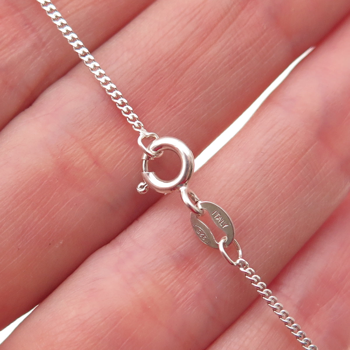 925 Sterling Silver Vintage Mexico St. Mary Pendant Cuban Chain Necklace 18"