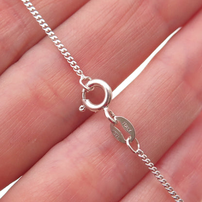 925 Sterling Silver Vintage Mexico St. Mary Pendant Cuban Chain Necklace 18"