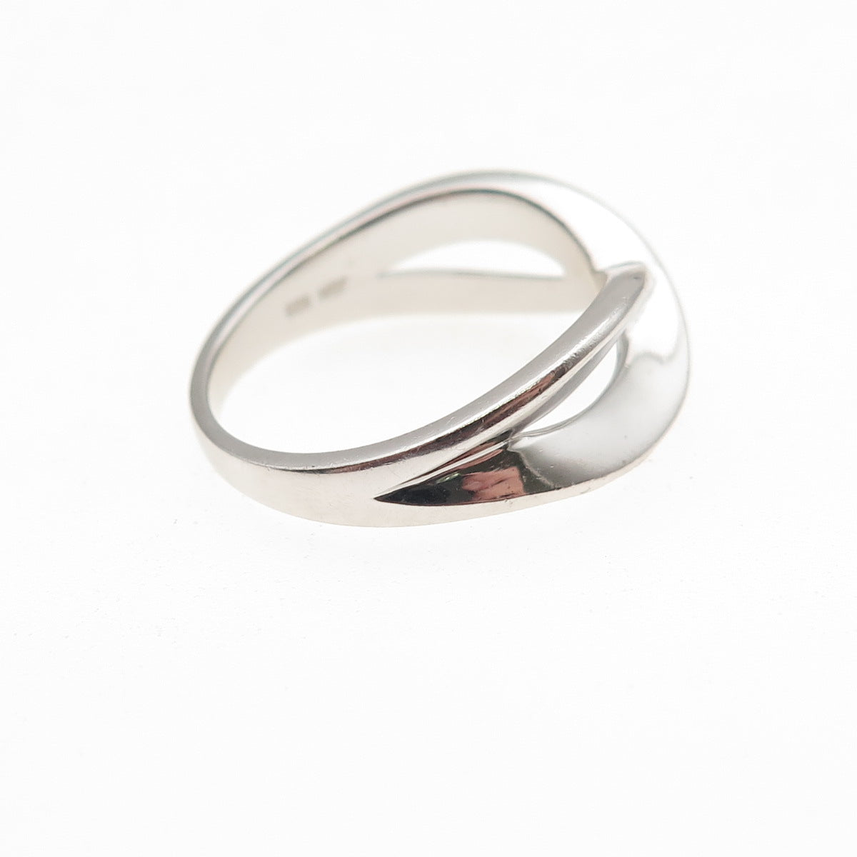 925 Sterling Silver Round-Cut C Z Crisscross Ring Size 7.25