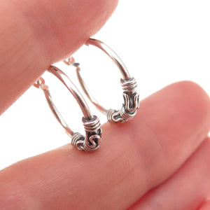 Han 925 Sterling Silver Vintage Zig Zag Oxidized Hoop Earrings
