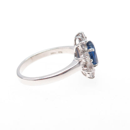 TGGC 925 Sterling Silver Real Sapphire & White Topaz Ring Size 7