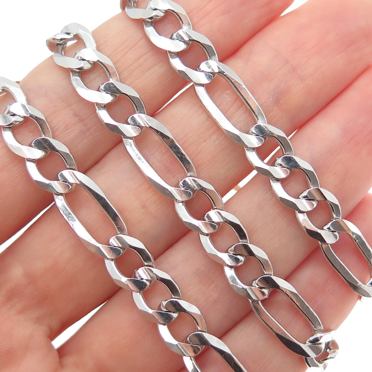 925 Sterling Silver Vintage Italy Figaro Chain Necklace 26"