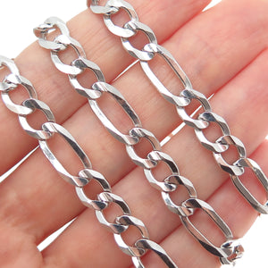 925 Sterling Silver Vintage Italy Figaro Chain Necklace 26"