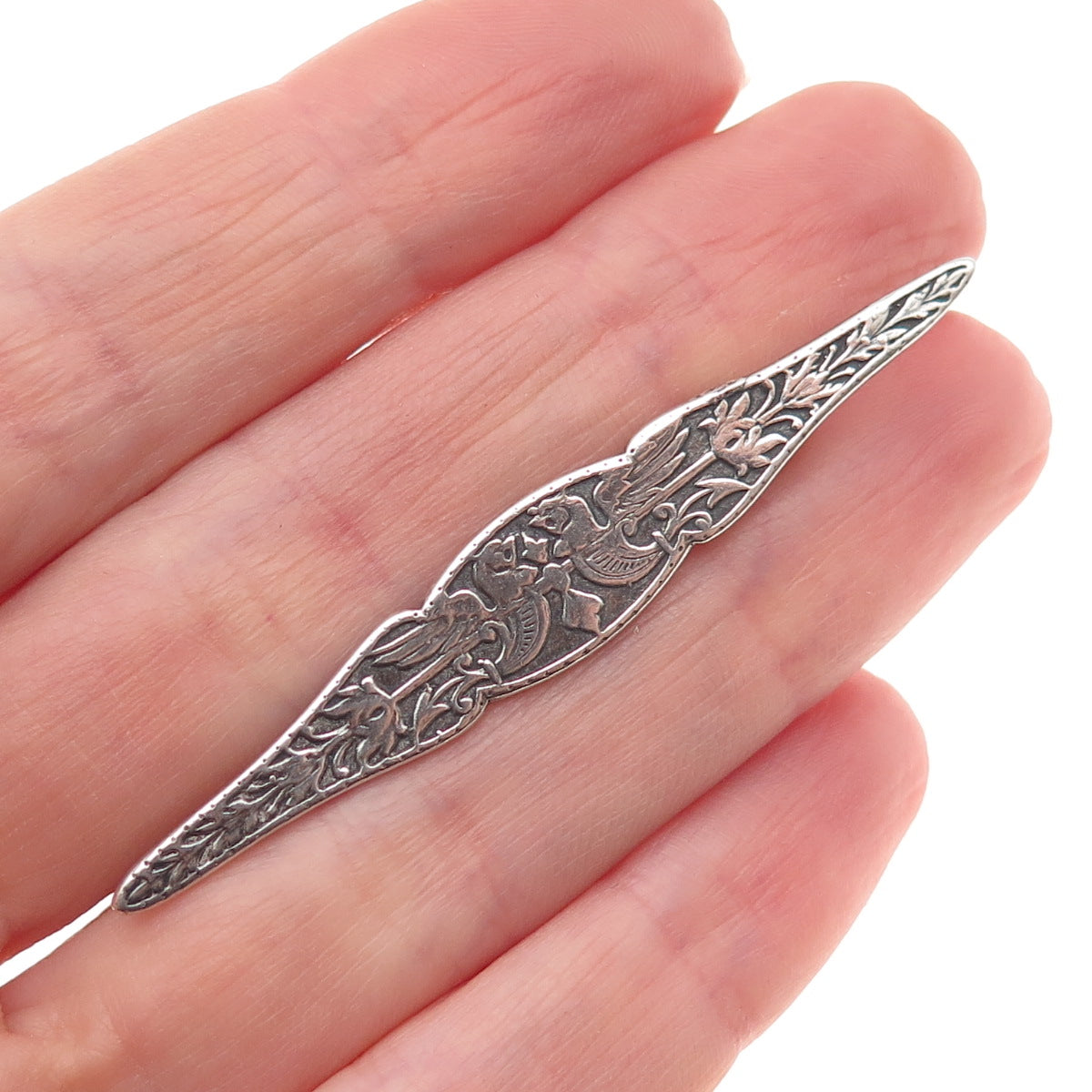 Lisa Lee Creations 925 Sterling Silver Vintage Bird Couple Oxidized Pin Brooch