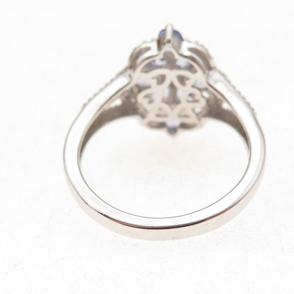 Chuck Clemency 925 Sterling Silver Real Tanzanite & White Topaz Ring Size 8
